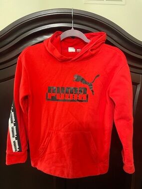 Puma Red Hoodie with Black Logo and Sleeve Tape
